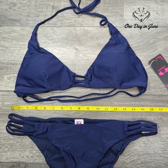 Shekini Halter Cut Out Strappy Bikini Swimsuit Size XL - Picture 3 of 4